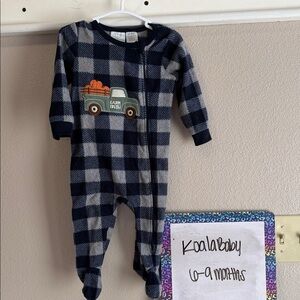 Koala Kids Blue and Gray Checkered Footie